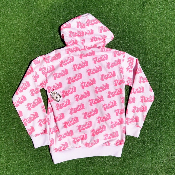 Salem 7 Hoodie F*ck Funny Pink Barbie Font Repeat Print Adult Small Hoodie NWT - Picture 4 of 6